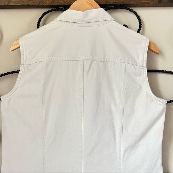 VTG Y2K Annex Casual Corner Cream Denim Maxi Dress Notched Collar Flaw SZ 10 - Picture 13 of 13